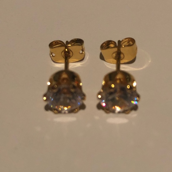 Gold Filled Crystal Stud Earrings - Picture 2 of 5